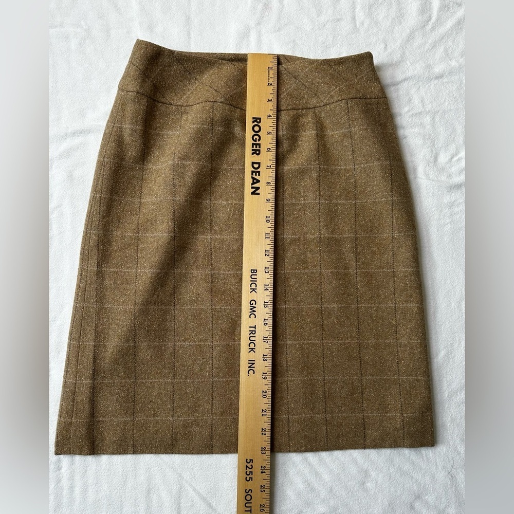 Vintage Jones Wear Wool Blend A-Line Skirt – Size 4,Tan Windowpane Plaid - Picture 8 of 10